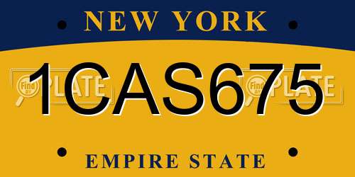 1CAS675 New York License Plate