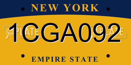 1CGA092 New York License Plate