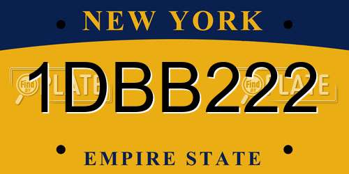 1DBB222 New York License Plate