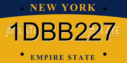 1DBB227 New York License Plate