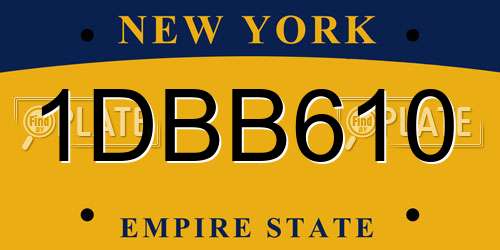 1DBB610 New York License Plate