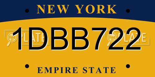 1DBB722 New York License Plate