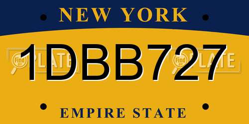 1DBB727 New York License Plate