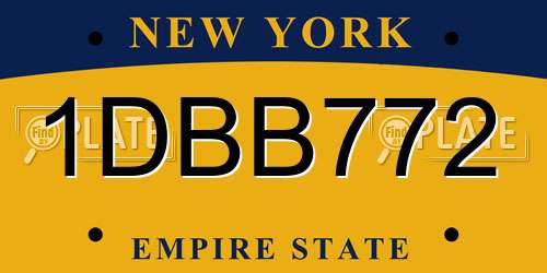 1DBB772 New York License Plate