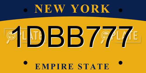 1DBB777 New York License Plate