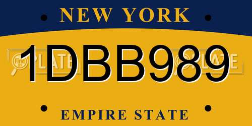 1DBB989 New York License Plate
