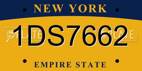 1DS7662 New York License Plate