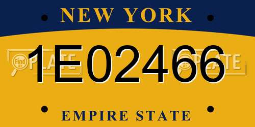 1E02466 New York License Plate