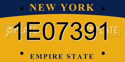 1E07391 New York License Plate