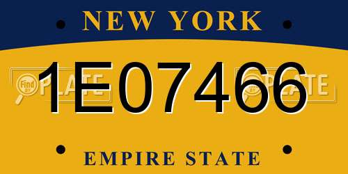 1E07466 New York License Plate