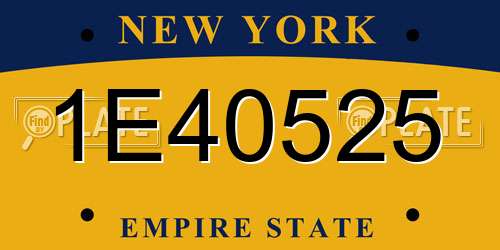 1E40525 New York License Plate