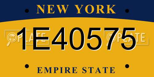 1E40575 New York License Plate