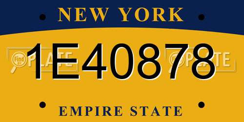 1E40878 New York License Plate