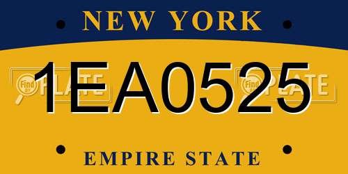 1EA0525 New York License Plate
