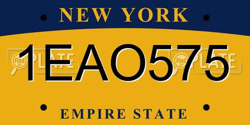 1EAO575 New York License Plate