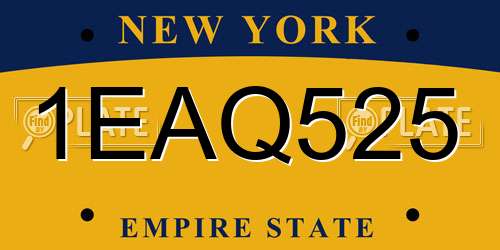 1EAQ525 New York License Plate