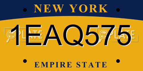 1EAQ575 New York License Plate