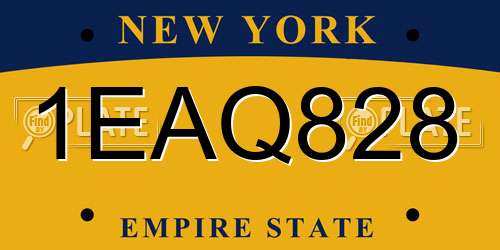 1EAQ828 New York License Plate