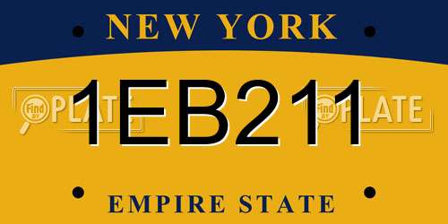 1EB211 New York License Plate