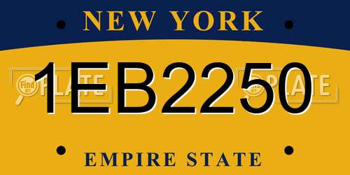 1EB2250 New York License Plate