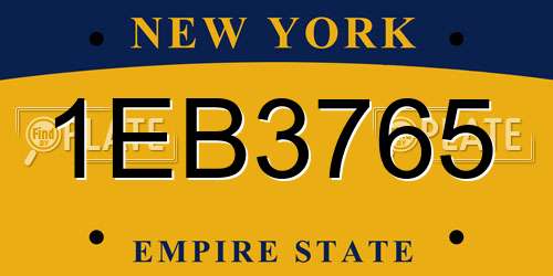 1EB3765 New York License Plate