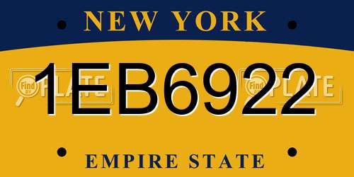 1EB6922 New York License Plate