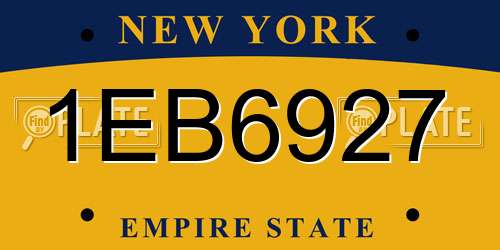 1EB6927 New York License Plate