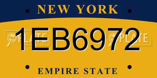 1EB6972 New York License Plate