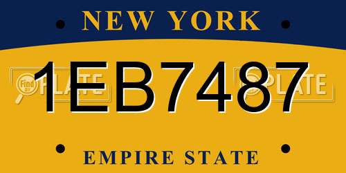 1EB7487 New York License Plate