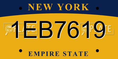 1EB7619 New York License Plate