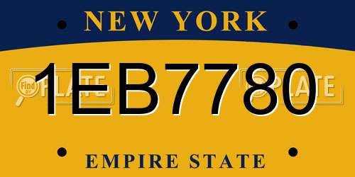 1EB7780 New York License Plate