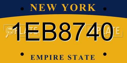 1EB8740 New York License Plate