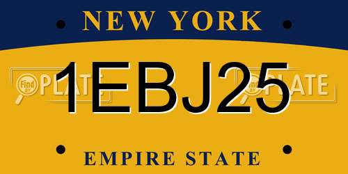 1EBJ25 New York License Plate