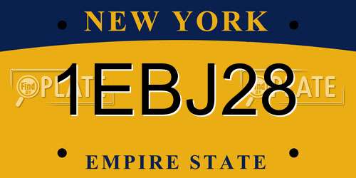 1EBJ28 New York License Plate