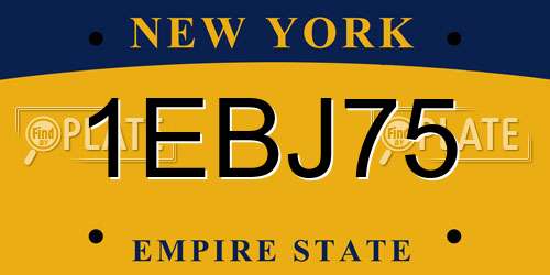 1EBJ75 New York License Plate