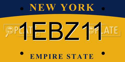 1EBZ11 New York License Plate