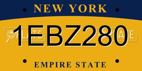 1EBZ280 New York License Plate