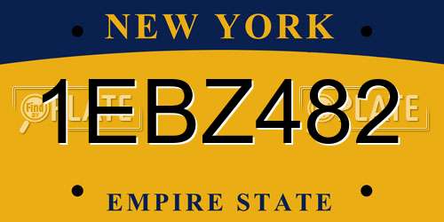 1EBZ482 New York License Plate