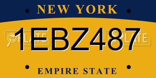 1EBZ487 New York License Plate