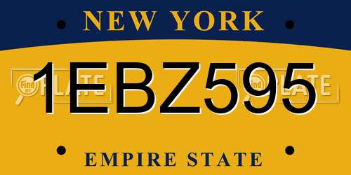 1EBZ595 New York License Plate