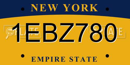 1EBZ780 New York License Plate