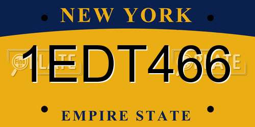 1EDT466 New York License Plate