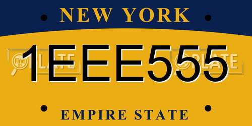 1EEE555 New York License Plate
