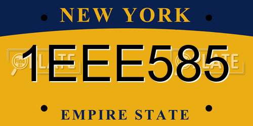 1EEE585 New York License Plate