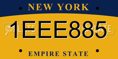 1EEE885 New York License Plate
