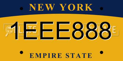 1EEE888 New York License Plate