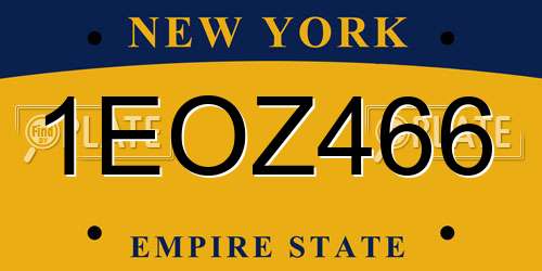 1EOZ466 New York License Plate