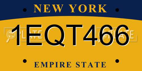 1EQT466 New York License Plate