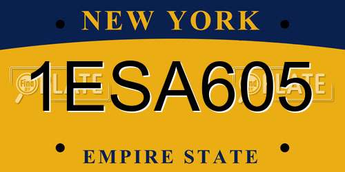 1ESA605 New York License Plate