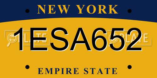 1ESA652 New York License Plate